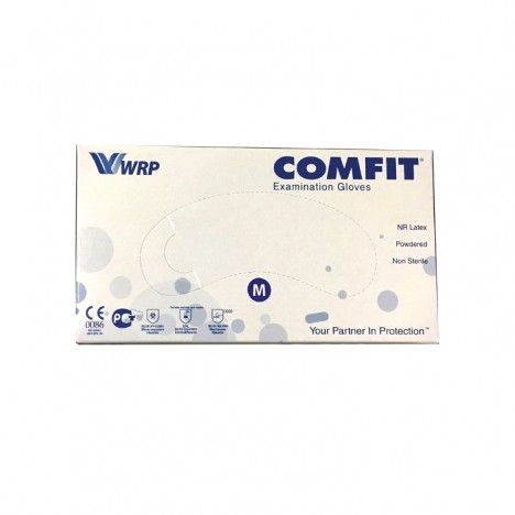 Comfit Hand Gloves White Color 100 Pcs Per Box, Made in Malaysia, Size: Medium