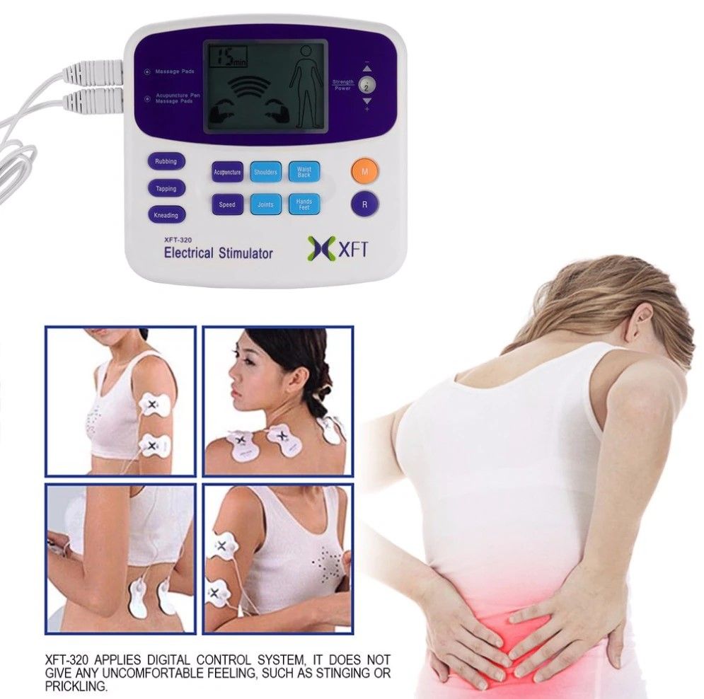 Professional XFT-320 Electrical Stimulator Massager Dual Tens Machine With Pads Acupuncture pen Digital Body Massage Relaxation
