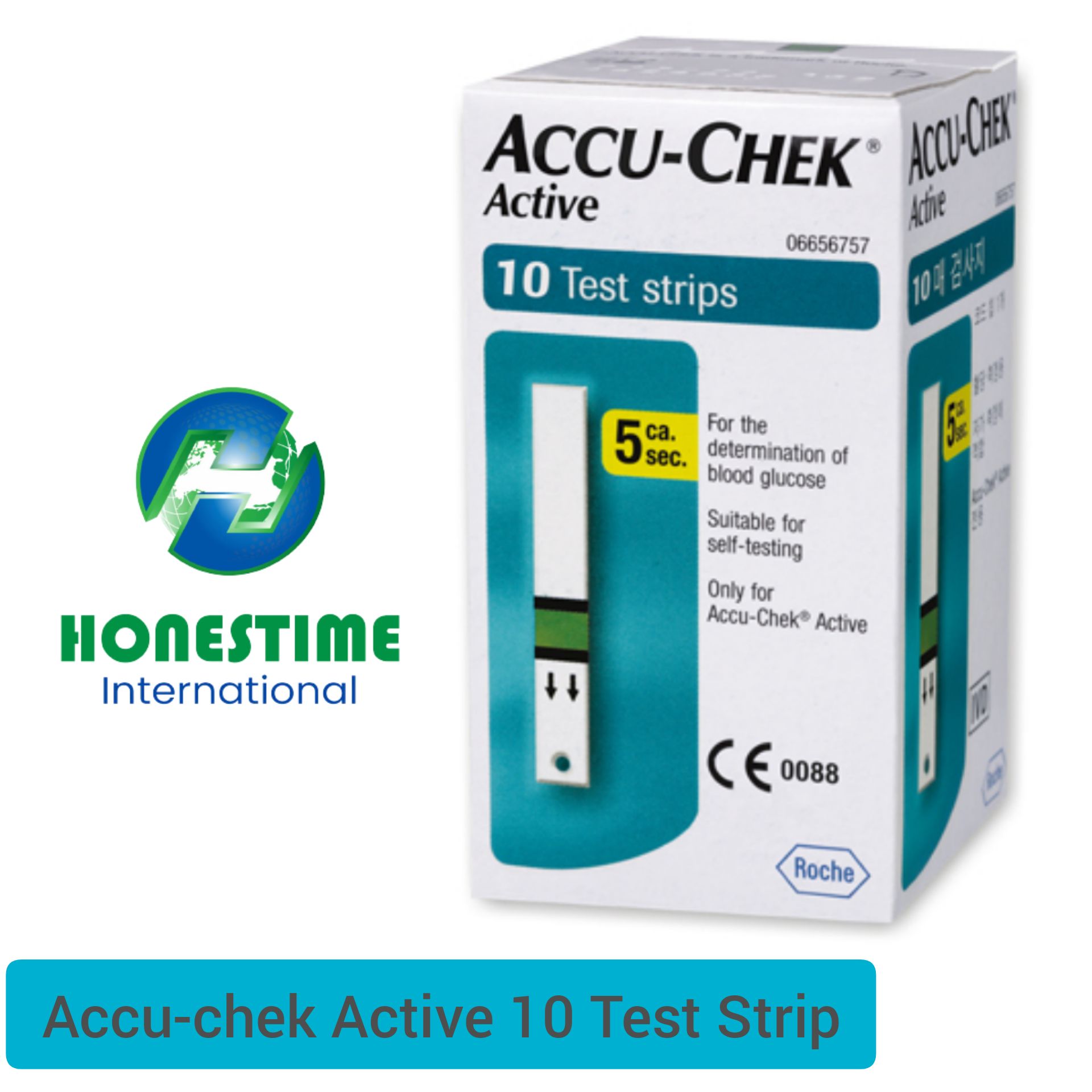 Accu Chek ACTIVE, Blood Glucose Test Strips (10 Strips) Authentic SMS Verification 12 to 24 Months Validity by Honestime
