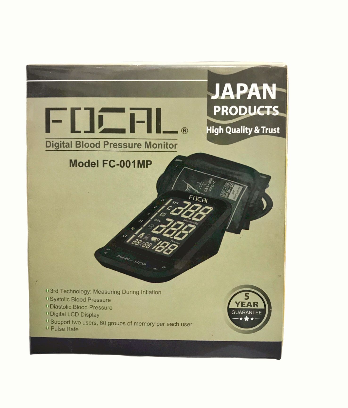 FOCAL Blood Pressure Monitor with Large LCD Display Digital Upper Arm Automatic Measure Blood Pressure Heart Rate Pulse