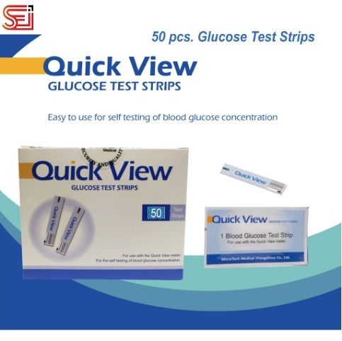 Quick View Blood Glucose Test Strips - 50pcs Box