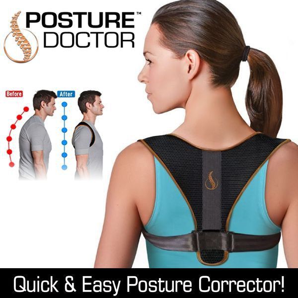 Posture Doctor, Relieve Neck and Shoulder Strain in Black, Align Your Back and Spine, As Seen on TV, One Size Fits All