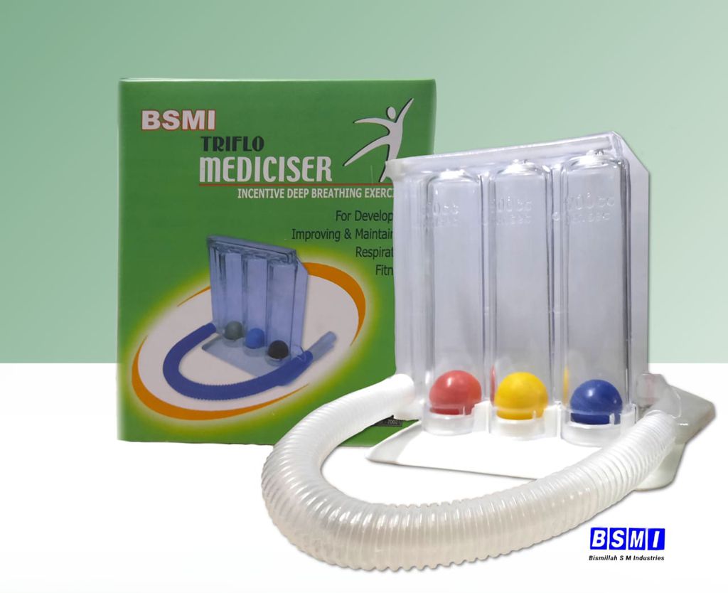 BSMI Triflo 3 Three Ball Respiratory Mediciser Spirometer Vital Capacity Lungs Function Exerciser Respirometry Incentive Respirometer Deep Breathing Exerciser Protection Therapy of Asthma & COPD Patients