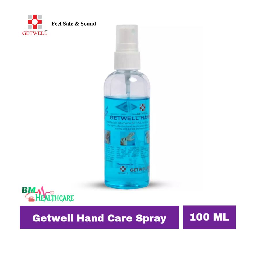 100 ML Getwell Hand Care  With Dispenser Spray Hand Rub Virus Cleaner 825091 (Chlorhexidine Gluconate)