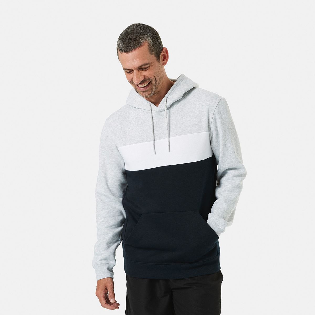 Active Mens Colour Block Fleece Hoodie