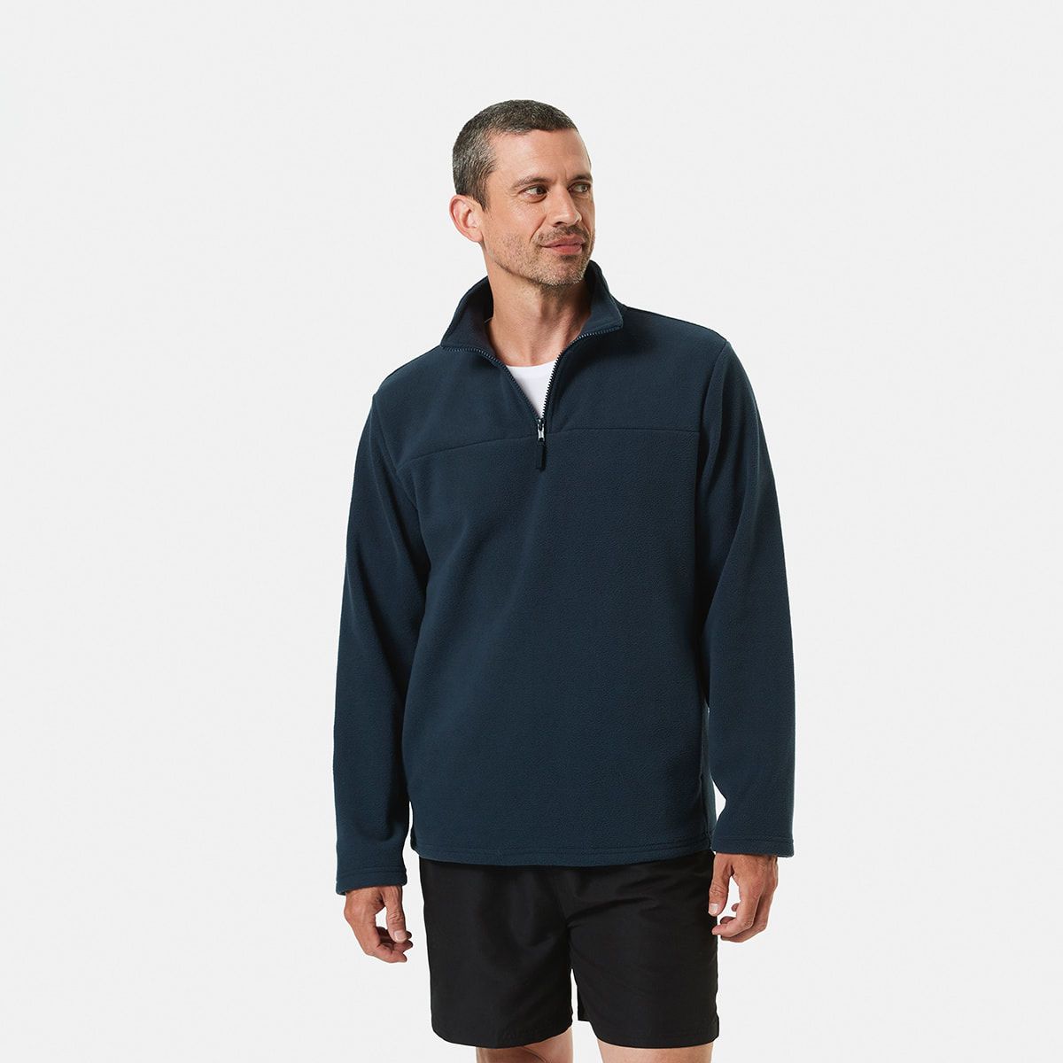 Active Mens Outdoor Polar Fleece Quarter Zip Long Sleeve Top