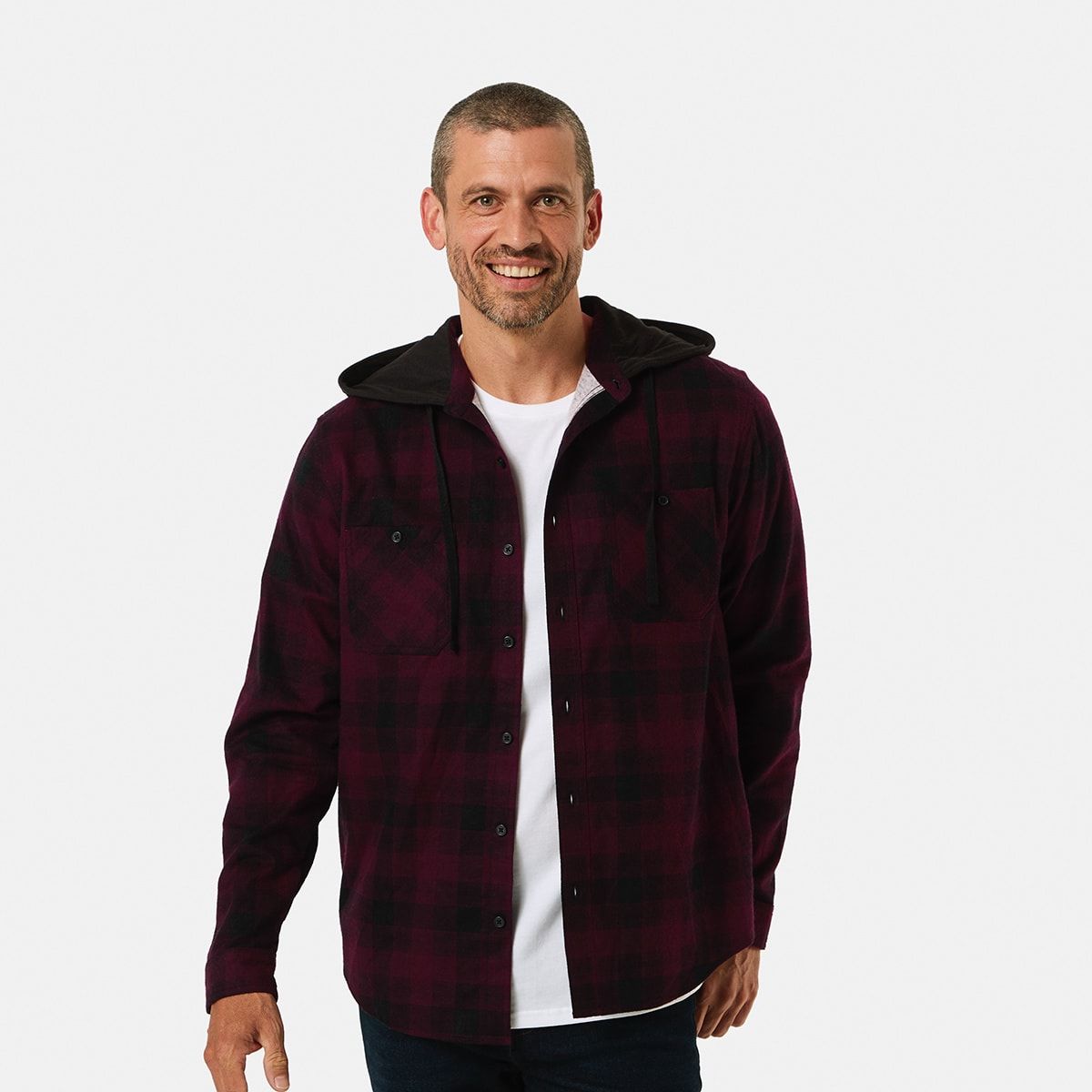 Long Sleeve Hooded Flannel Shirt