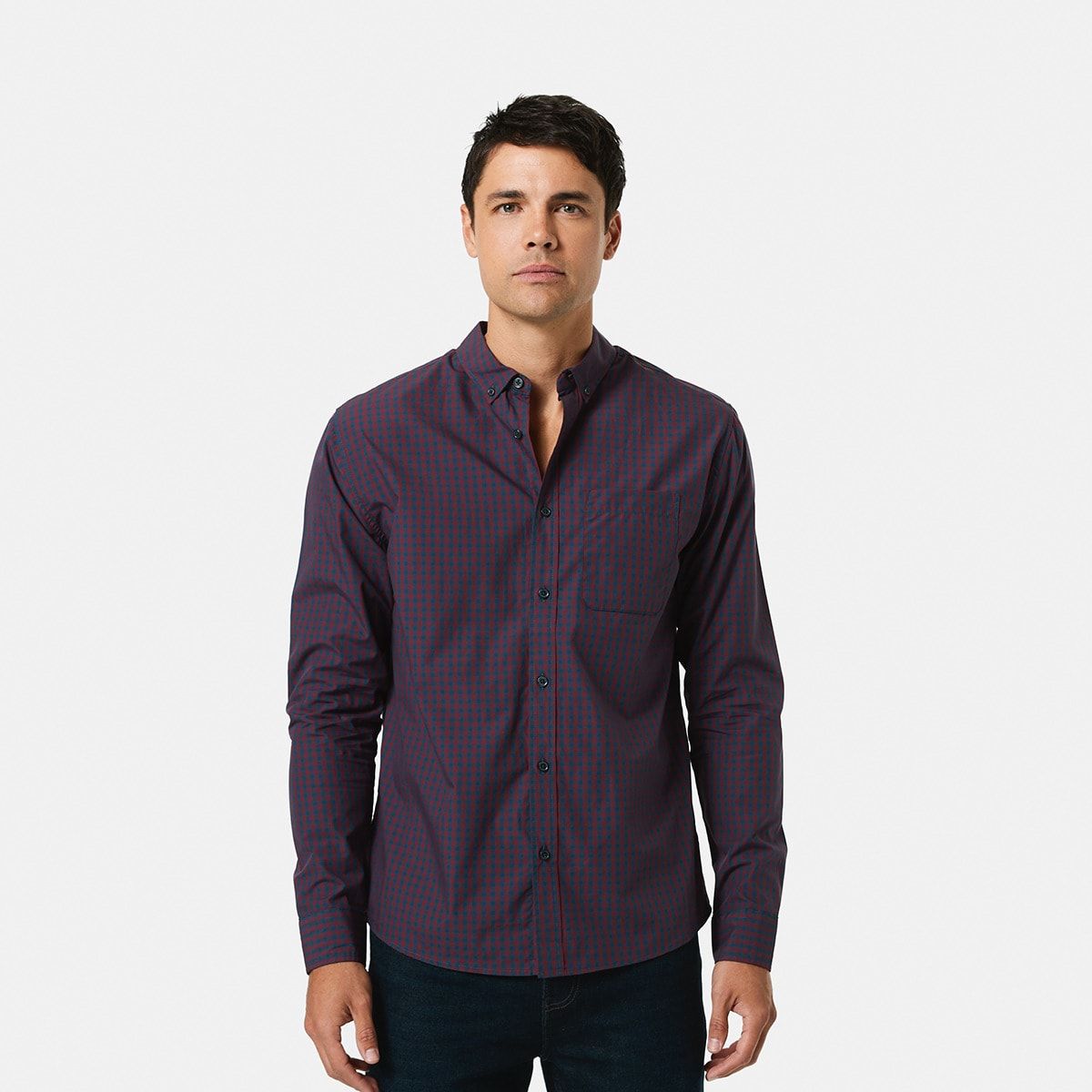 Long Sleeve Fine Yarn Check Shirt