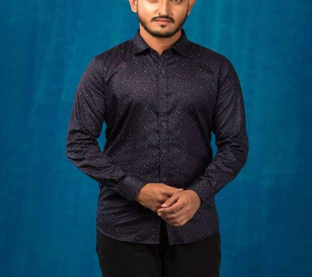 premium mens yarn dyed micro dotted print shirt