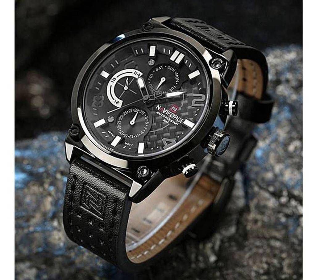 Naviforce NF9068 - Leather Wrist Watch for Men
