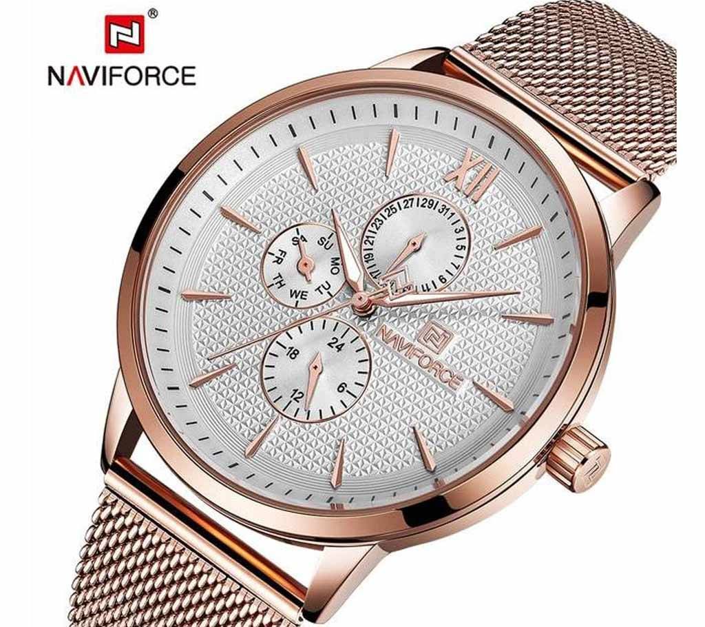 NAVIFORCE NF3003 STAINLESS STEEL CHRONOGRAPH WRIST WATCH FOR MEN - COPPER
