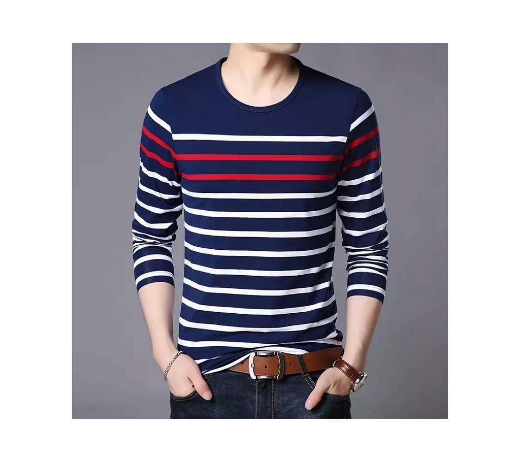 Mens Long Slevee Striped T Shirt