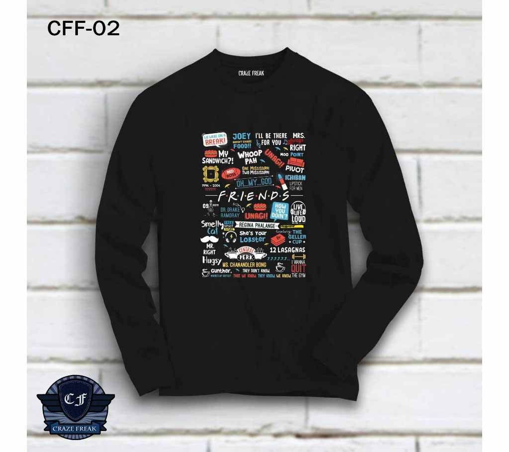 FRIENDS FULL SLEEVE BLACK COTTON T-SHIRT