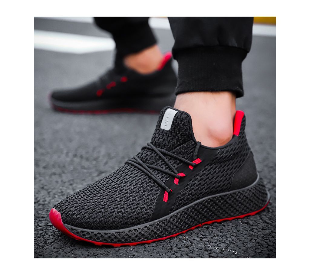 Black Cotton Fabrics Casual Shoes for Men