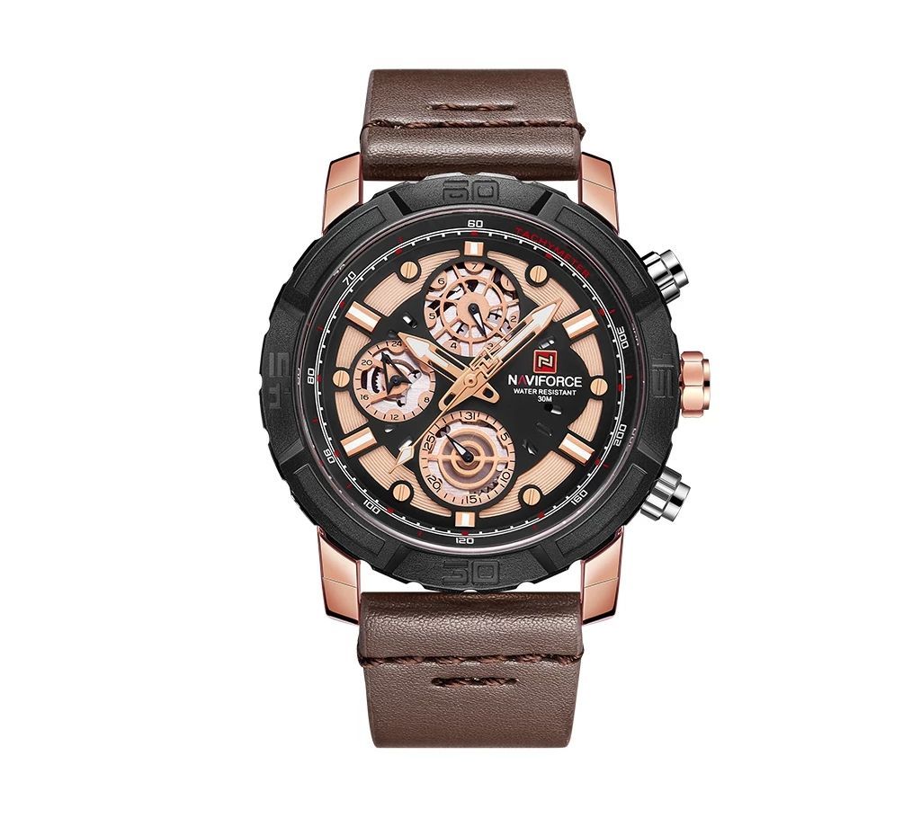 Naviforce NF9139 Casual Mens Leather Sport Quartz Wrist Watch