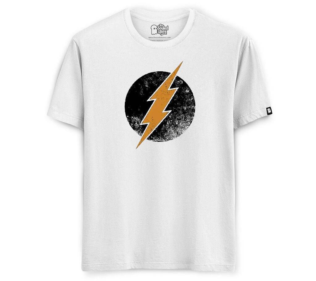 Flash Mens Half-sleeve Cotton T-shirt - white-2