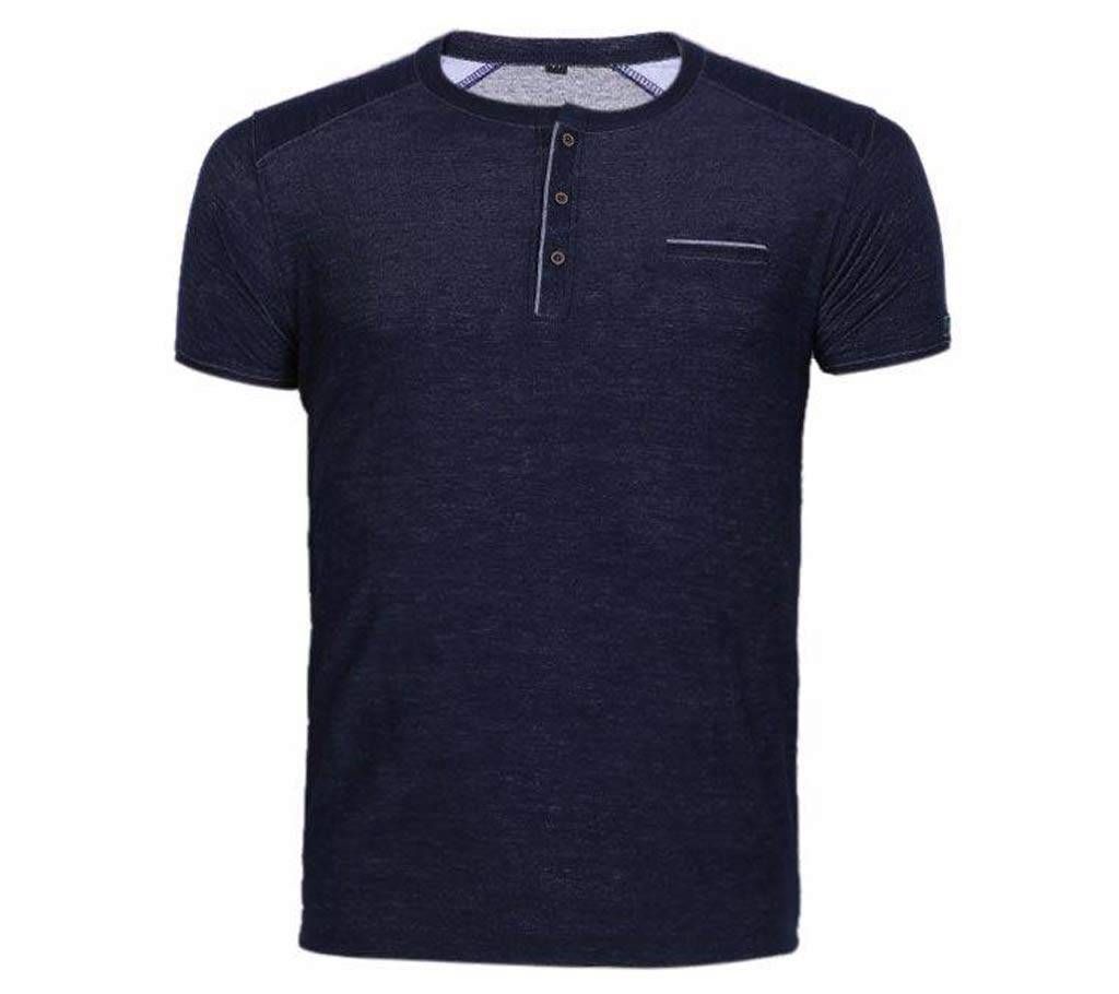 Midnight Blue China Cotton T-shirt For Men 