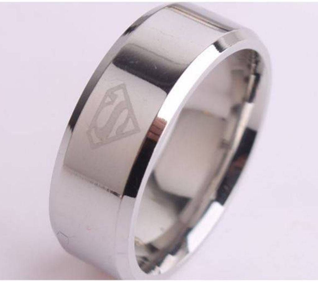 Superman Logo Silver Plated Finger Ring for Men