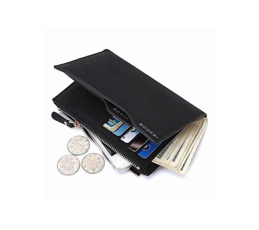 Bogesi Black Leather Medium Shape Wallet For Men