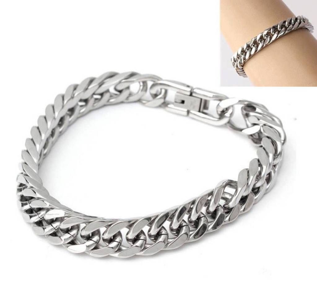 Stainless Steel Silver Color Round Bracelet for men