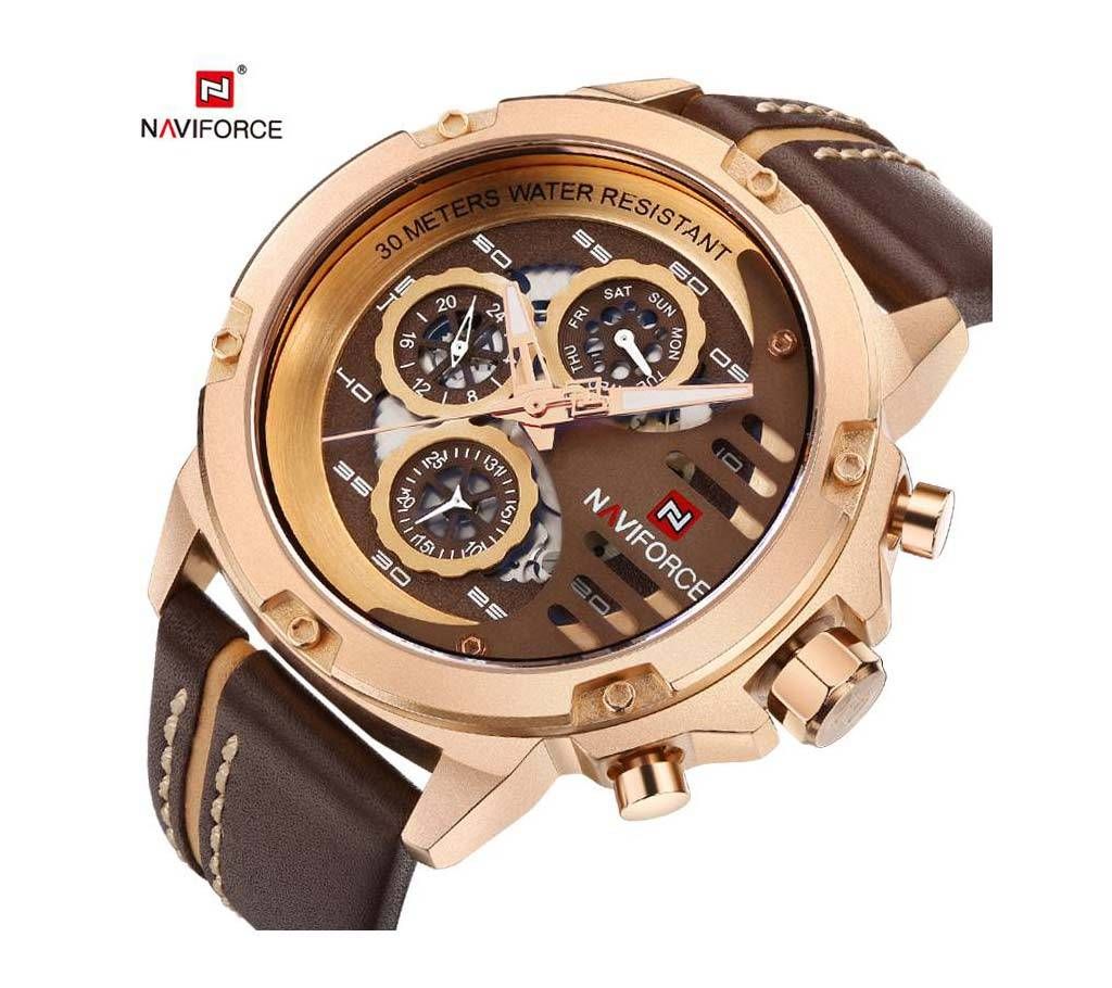 NF9110 BROWN PU LEATHER CHRONOGRAPH WATCH FOR MEN