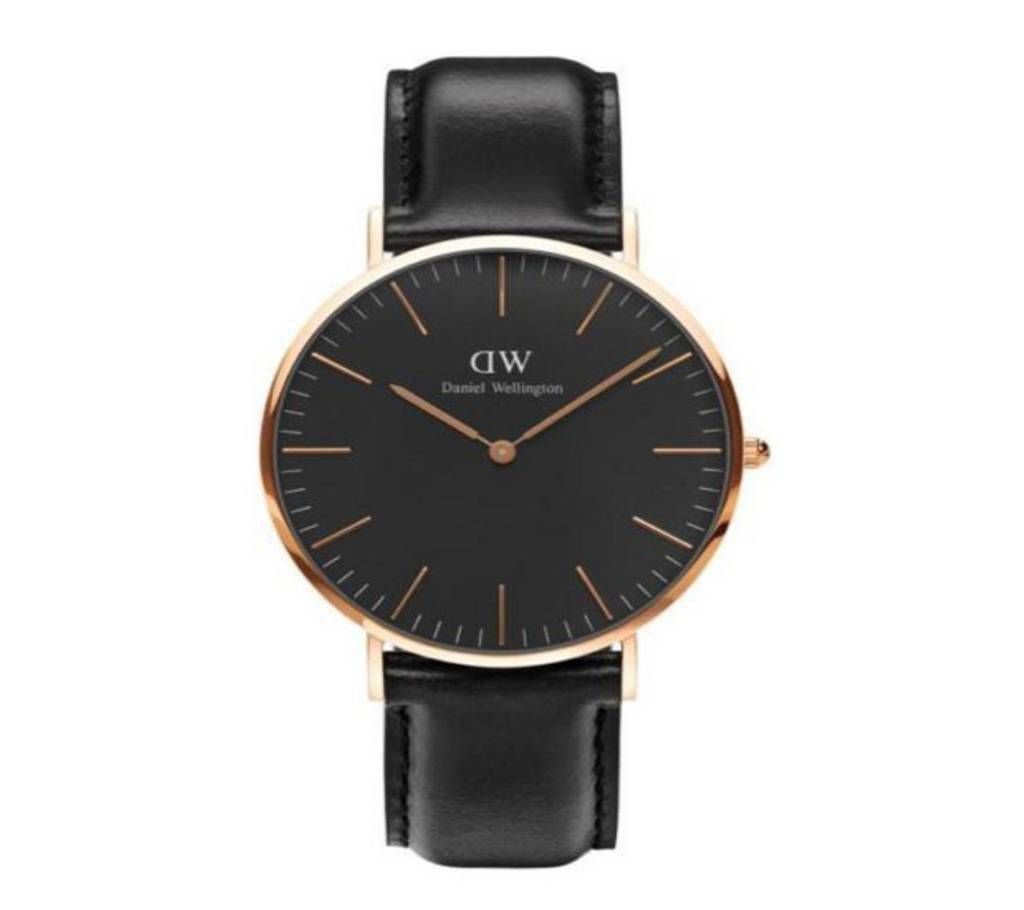 Strap Leather Analog Watch For Men - Black