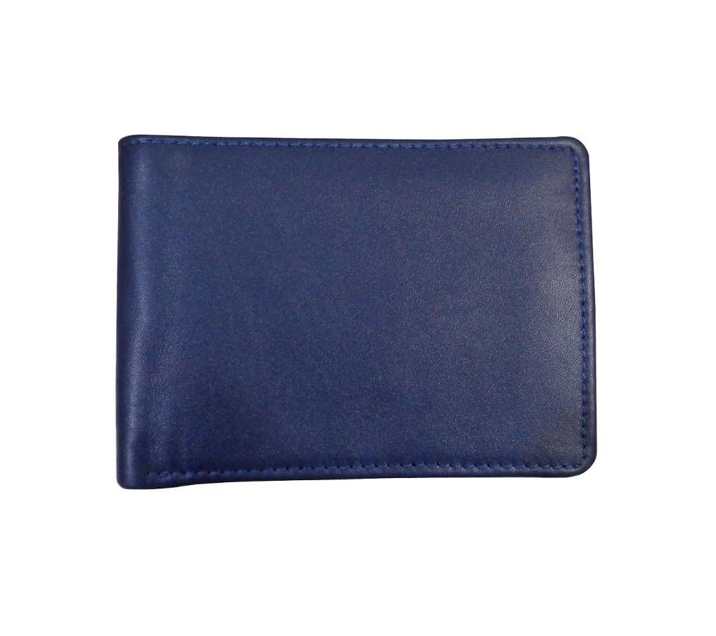 Blue Leather Wallet With Multi-chamber For Men