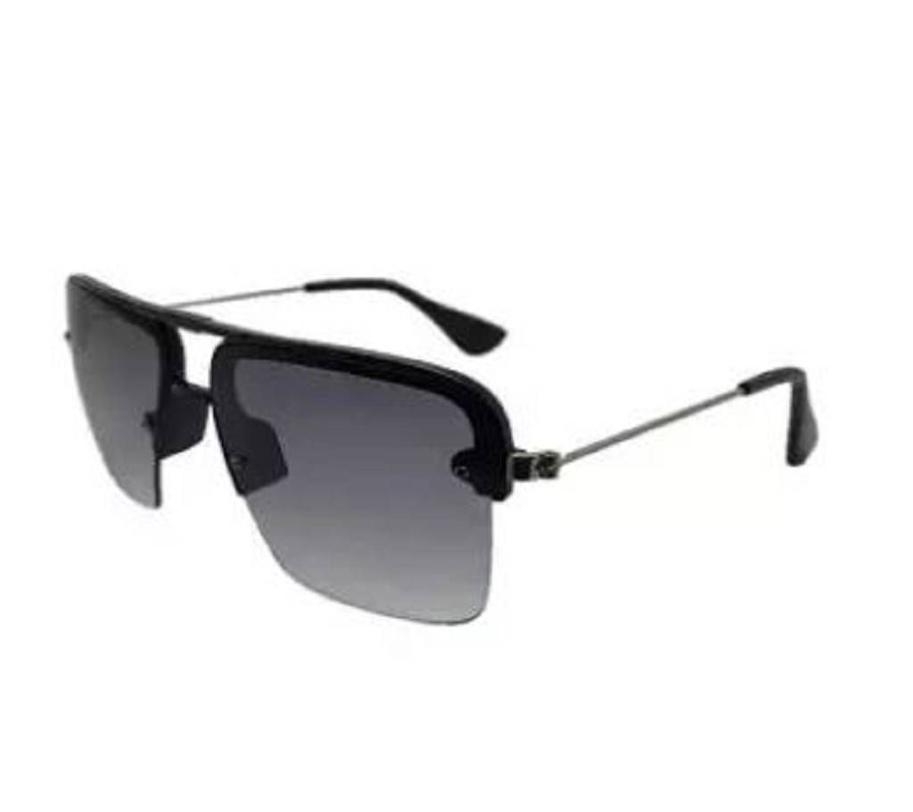 Black Plastic and Metal Sunglasses for Men