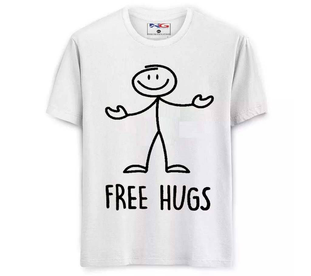 Summer Off White T Shirt Free Hugs Design - 52 (Code-HS10017)