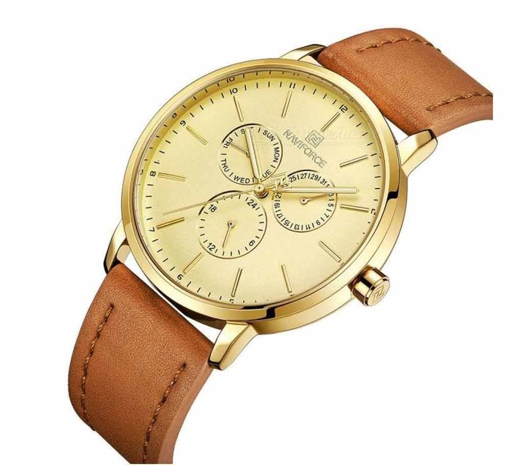 NAVIFORCE Mens Retro Luxury Brand Watch Business Date 24 Hour Date Mens Military Quartz Leather Watch Military Analog Clock