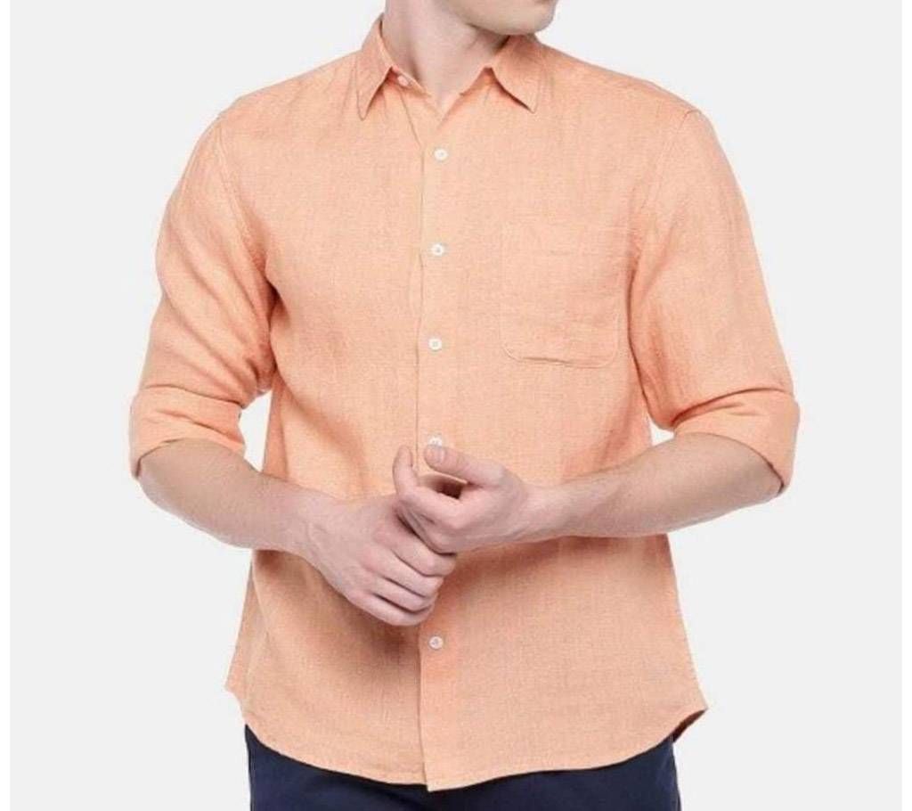 Mens Casual Smart Shirt-Orange Brown