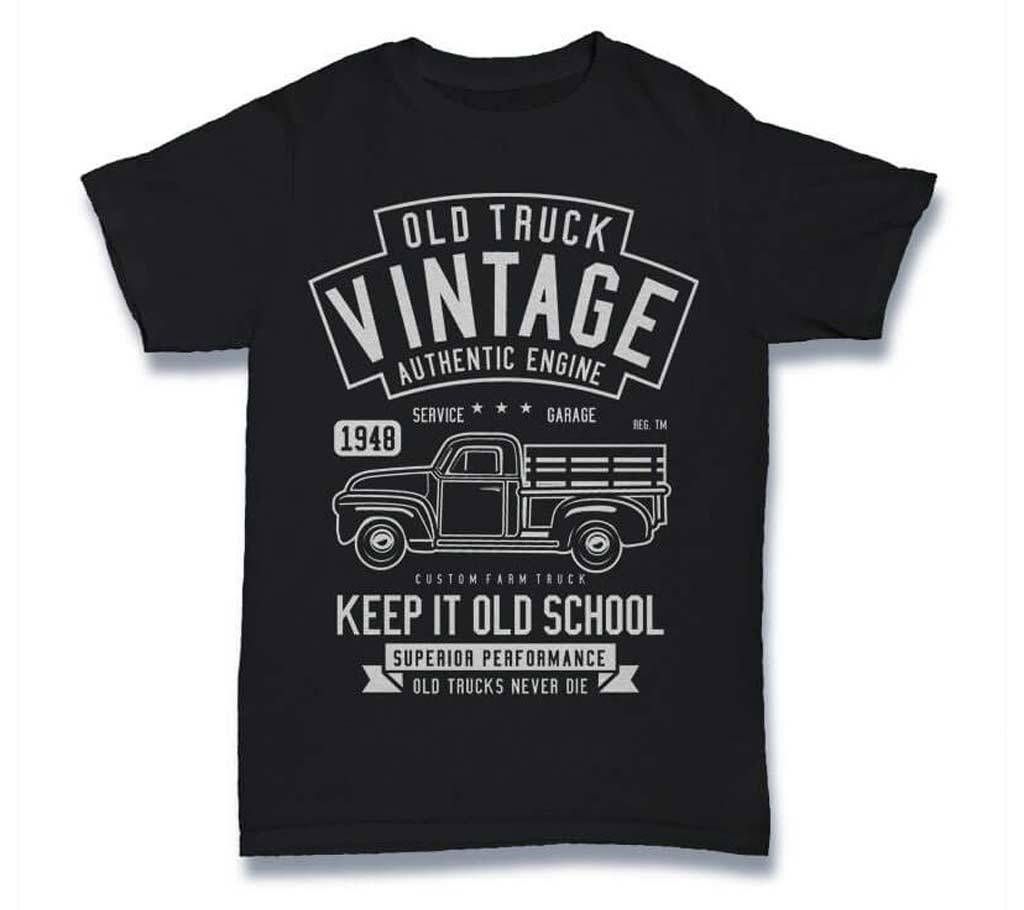 Mens Vintage Cotton Round Neck  t-shirt