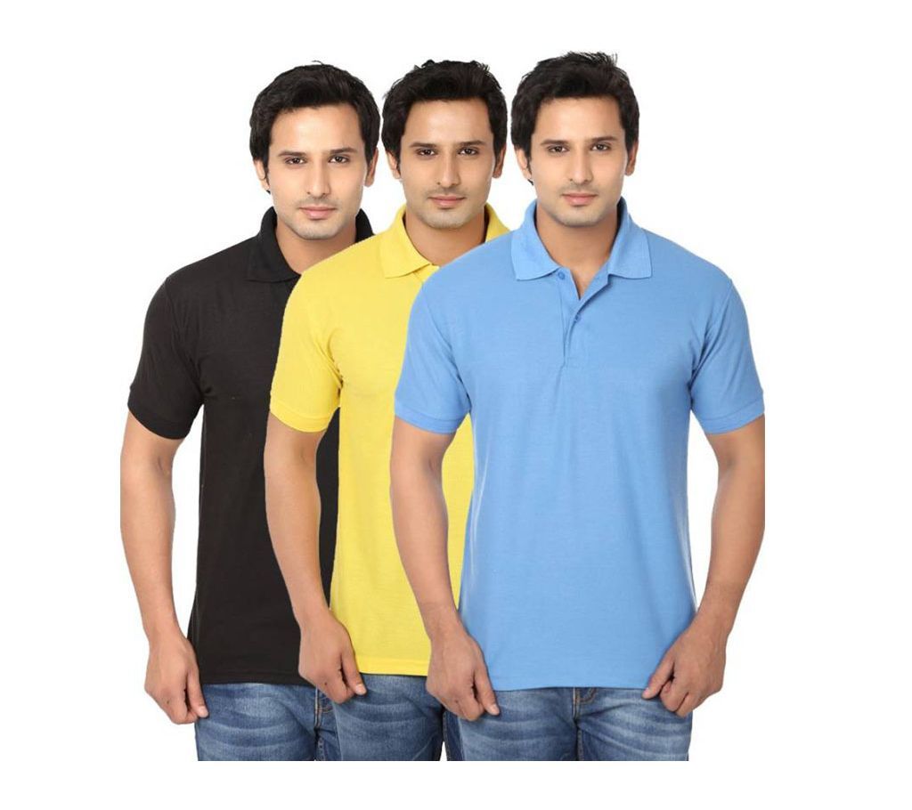 Mens  Short Polo T-Shirt For Mens 3 Combo Pack