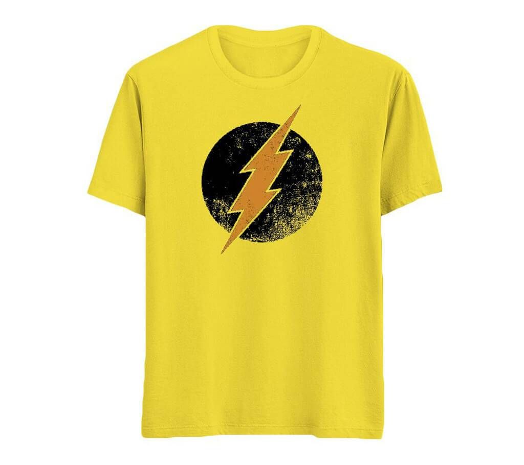 Flash Mens Half-sleeve Cotton T-shirt - yellow-2