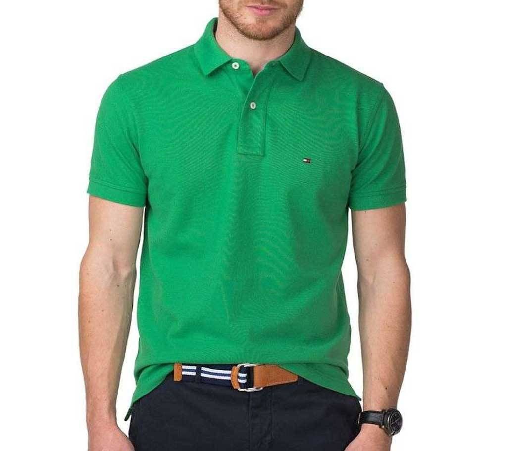 Olive color half sleeve casual polo t-shirt for man
