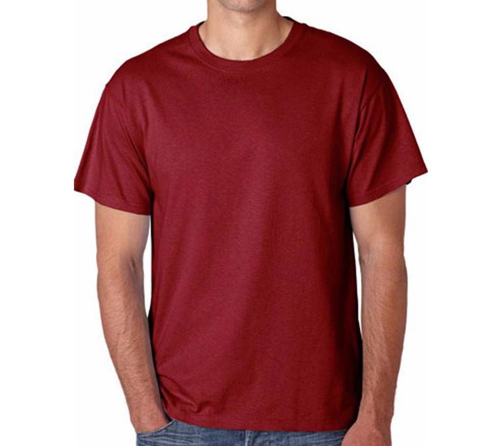 Gents Round Neck Maroon Color T-Shirt