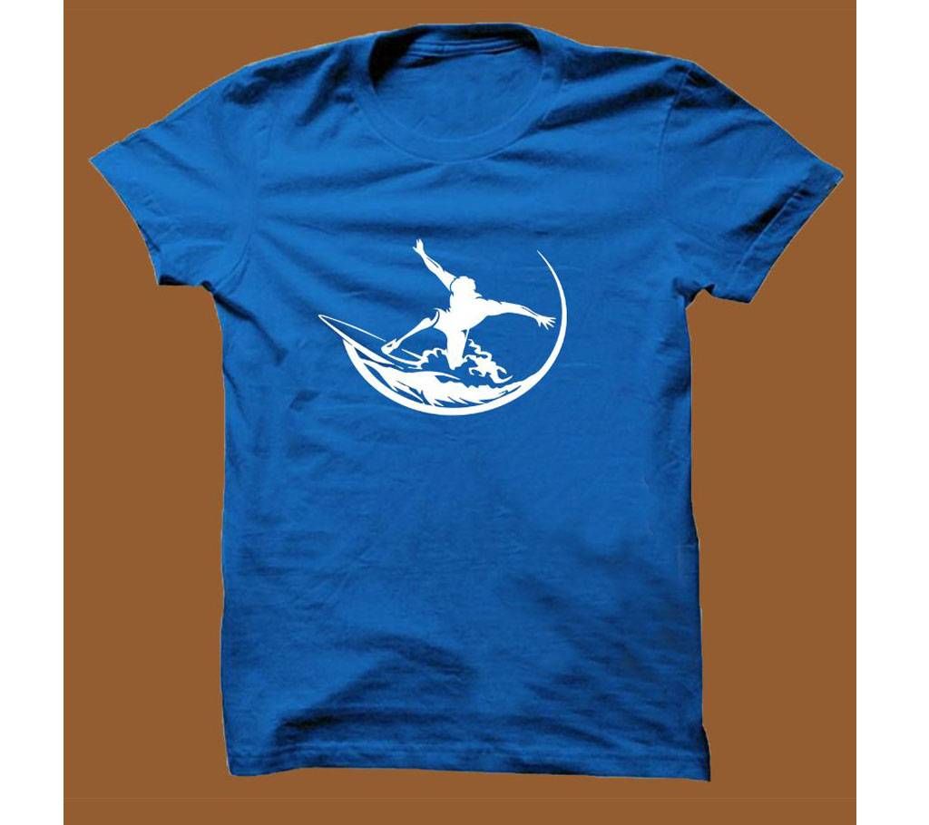 Royel Blue Cotton Short Sleeve T-Shirt for Men RBTS017