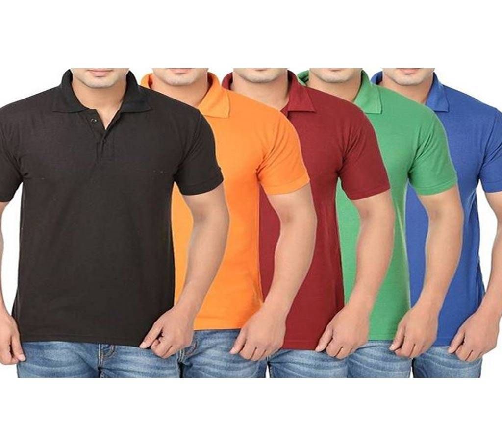 MULTICOLOR Mens New Casual Half Sleeve Polo t-Shirt For Men 5 combo pack Combo Pack of 5
