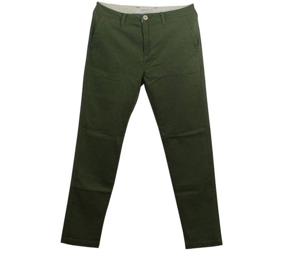 Dark Olive Twill Gabardine Pant For Men