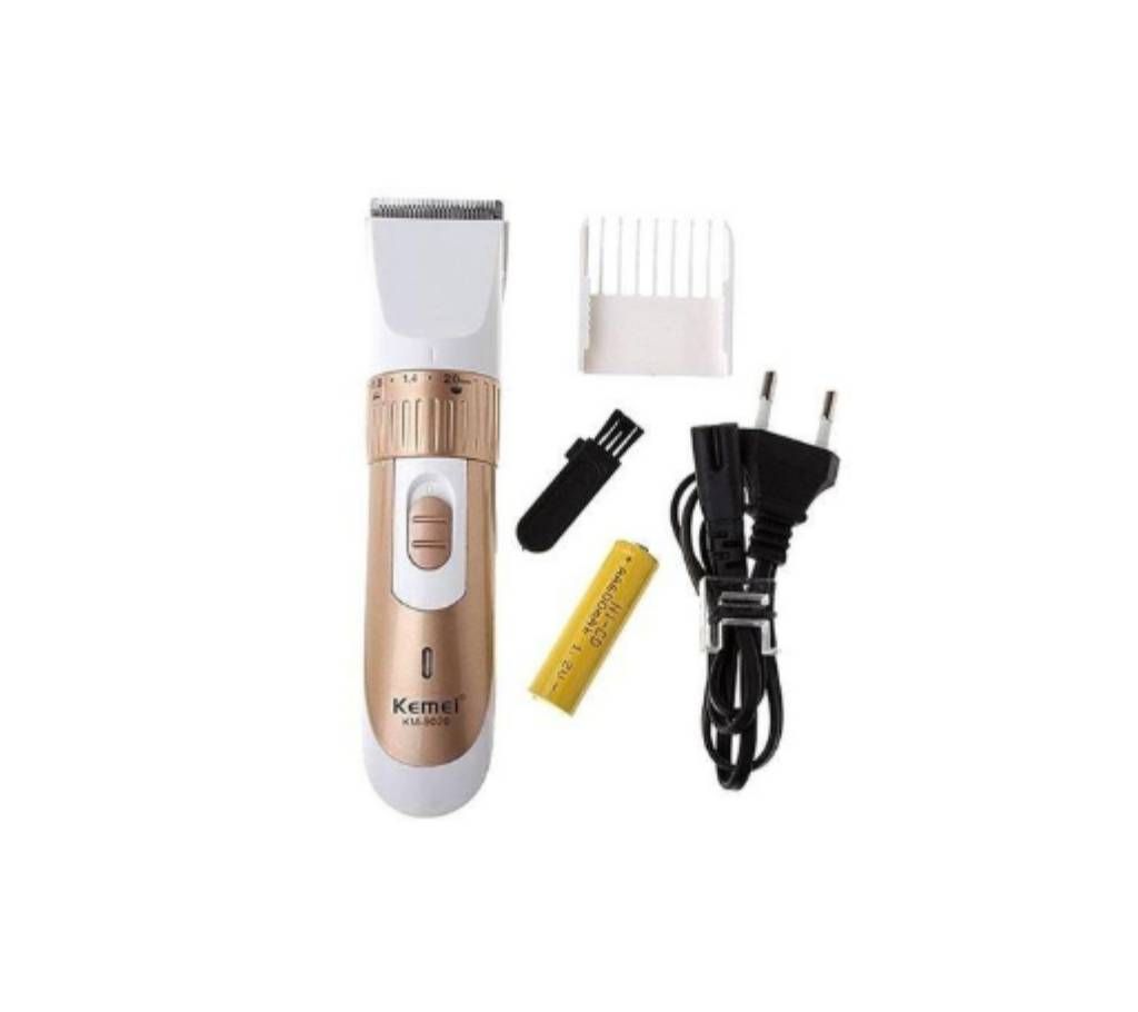 Kemei KM-9020 Exclusive Rechargeable Hair Clipper/Trimmer - Gold and White