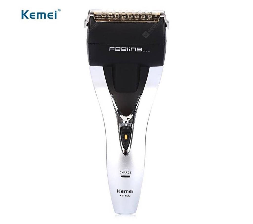 KM-1720 Rechargeable Electric Shaver - Black and Silver