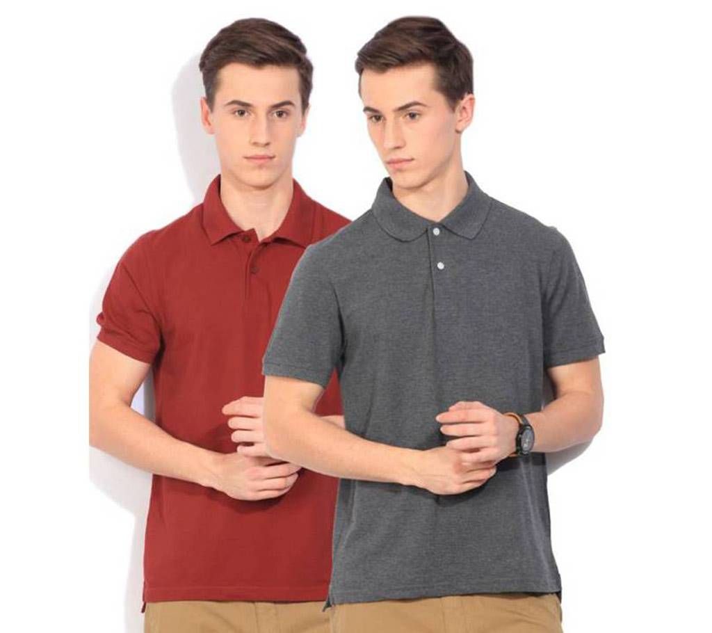 Gents 2Combo Half Sleeve Cotton Polo Shirt
