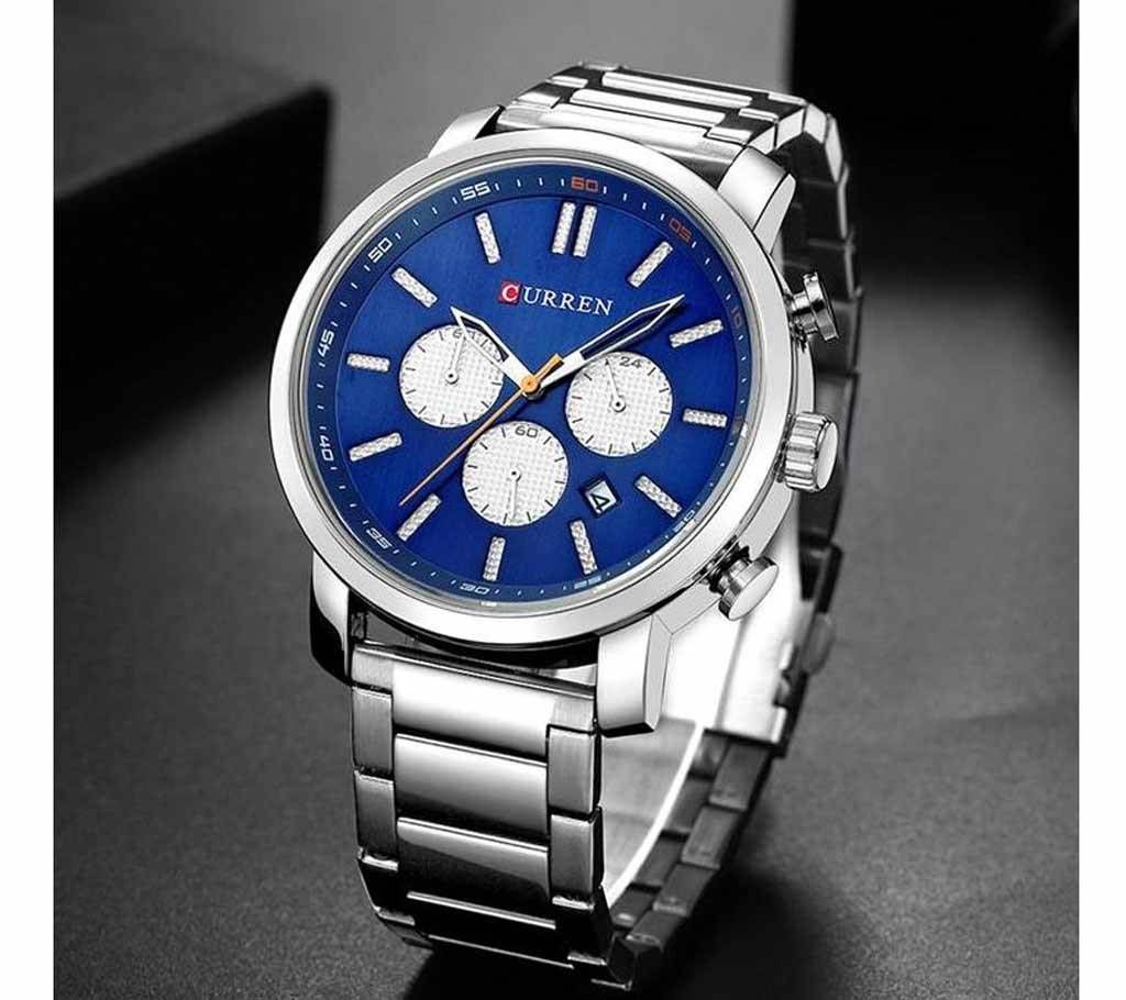 Curren Blue Dial Stailness Steel Wrist Watch for Men - 8315
