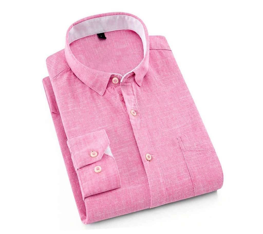 SK Light Red  Gents Full Sleeve Casual Cotton Shirt 
