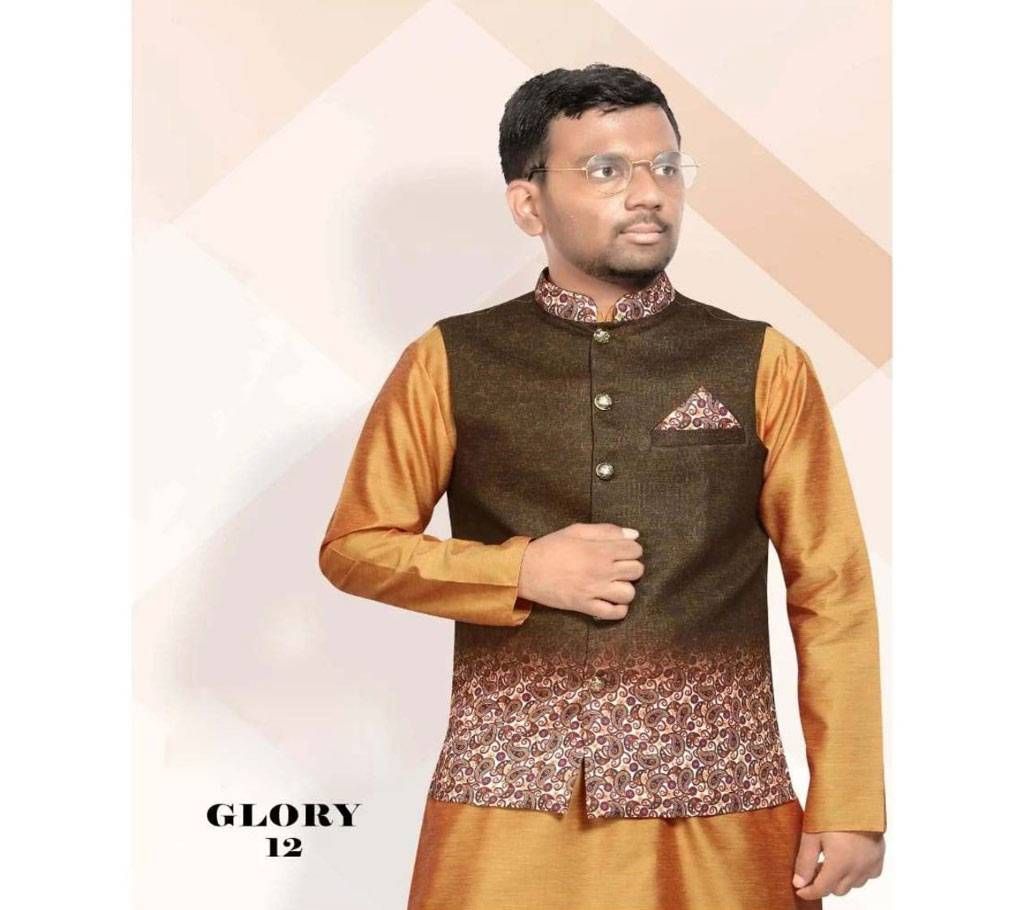 Olive with Multi Design Fashionable Koti for Men - Glory 12 - NDF