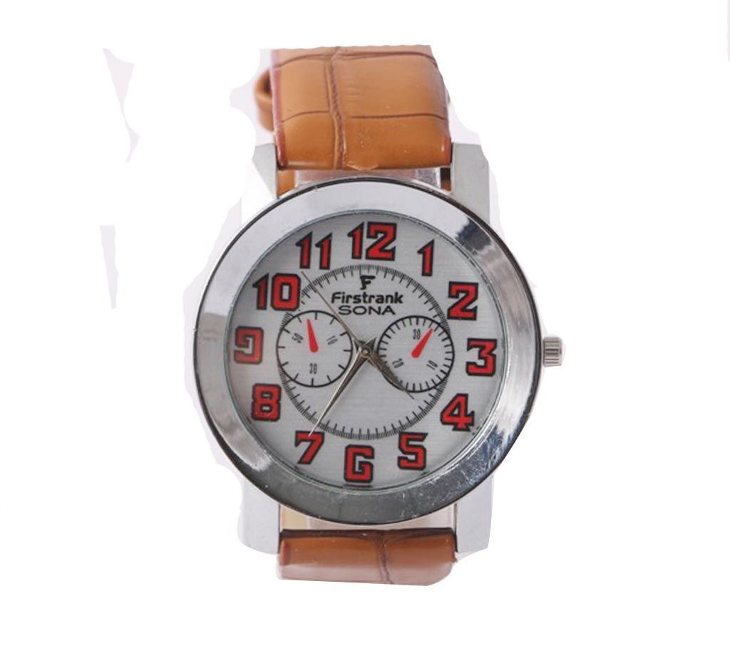 Analog Watch For Man (Golden_White_Leather)