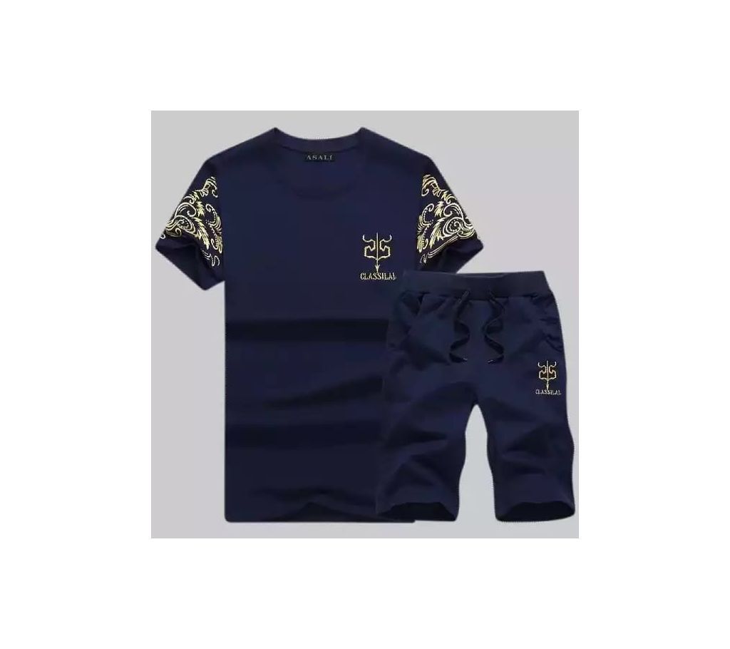 Casual Half Sleeve T Shirt For Men- Blue (Set-01)