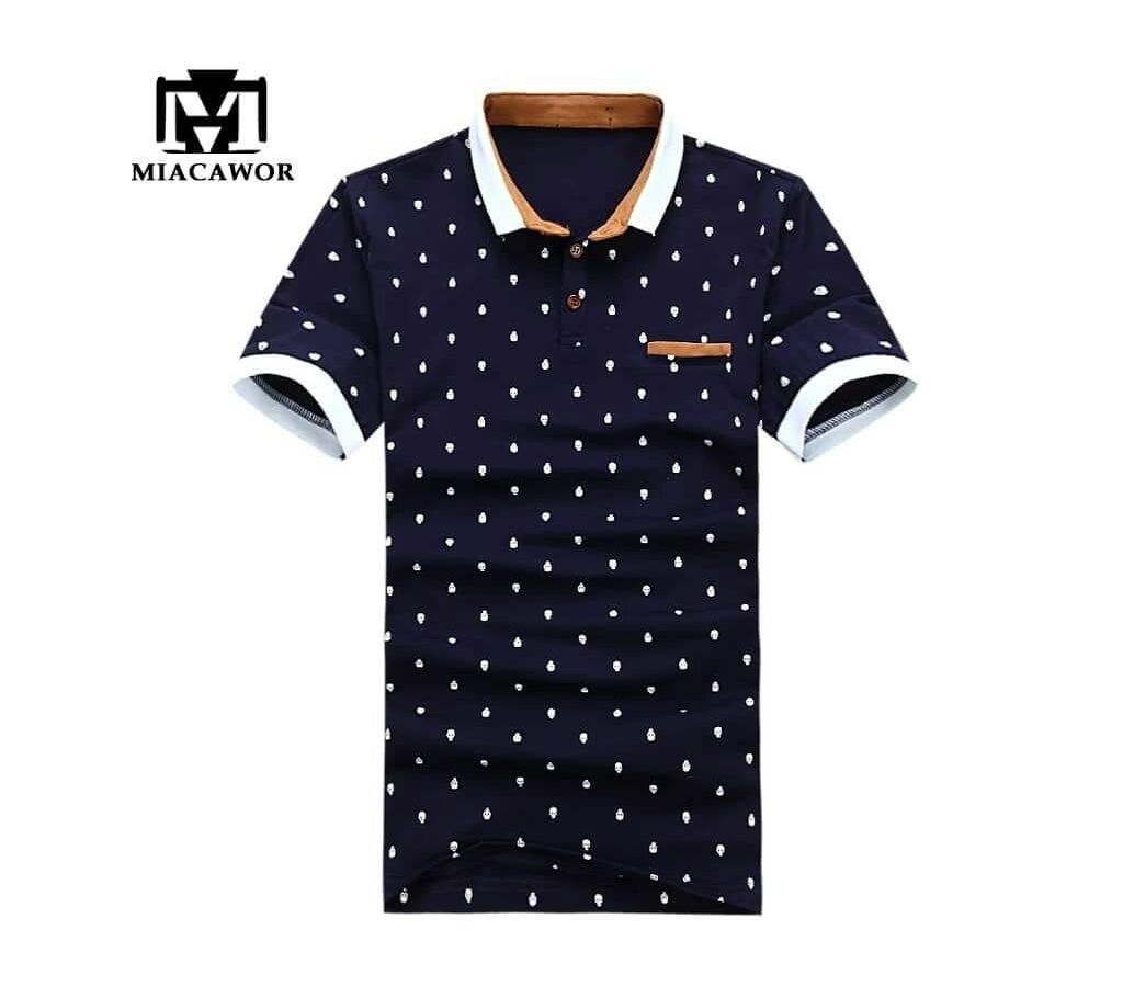 Cotton Half Sleeve Polo Shirt For Men-Blue