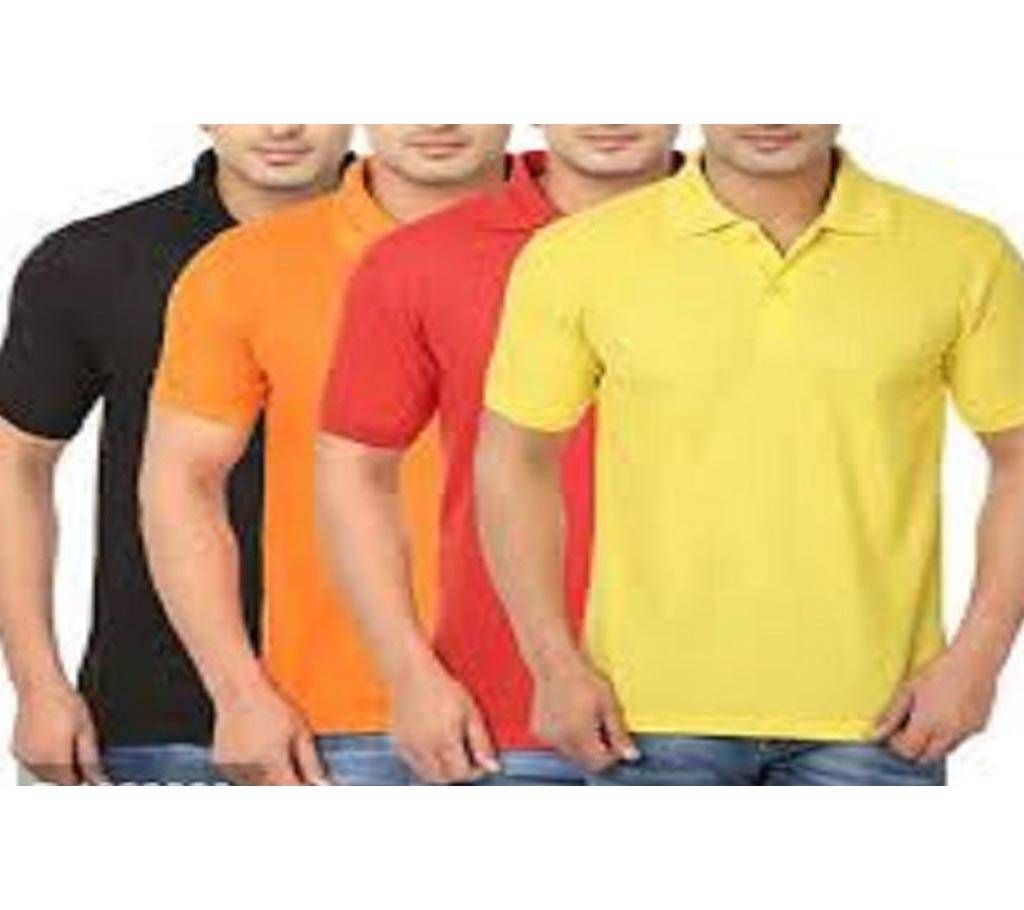 MULTICOLOR Mens New Casual Half Sleeve Polo t-Shirt For Men Combo Pack of 4 ..