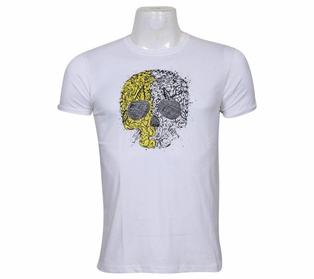 Skull Printed Half Sleeve Cotton T-Shirt